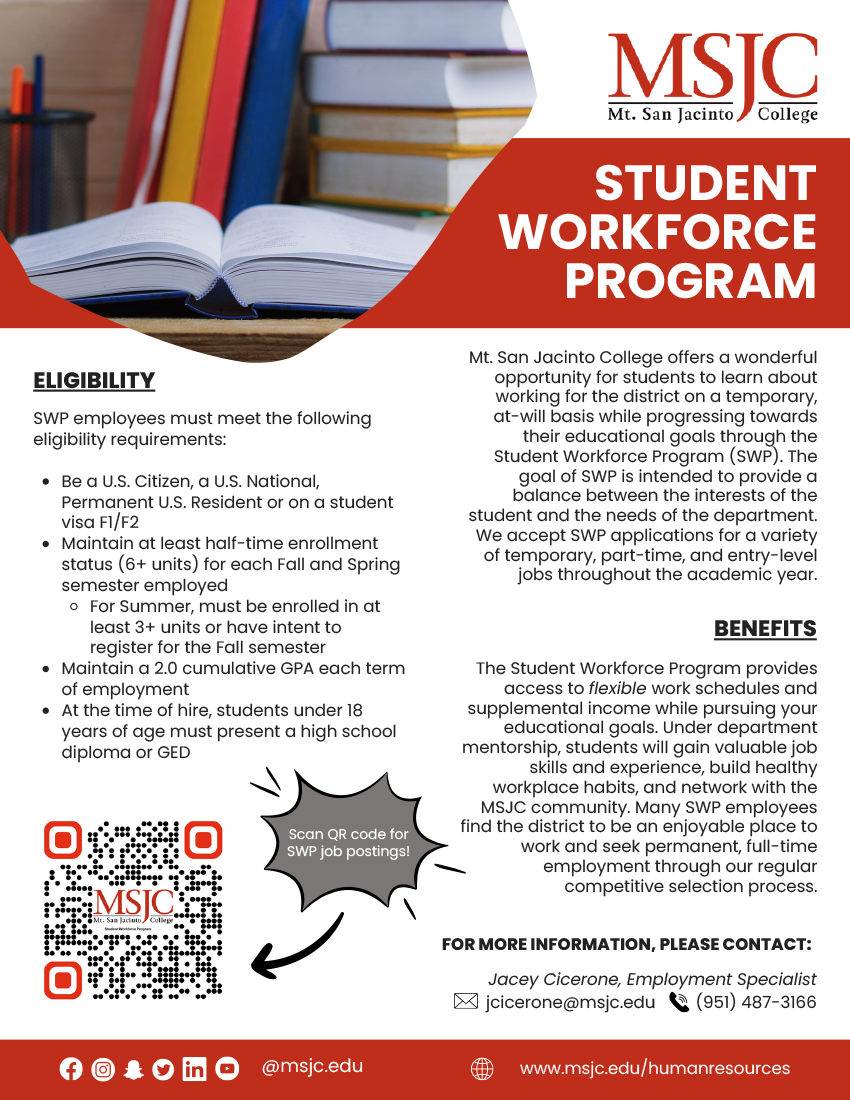 Student Workforce Program flyer