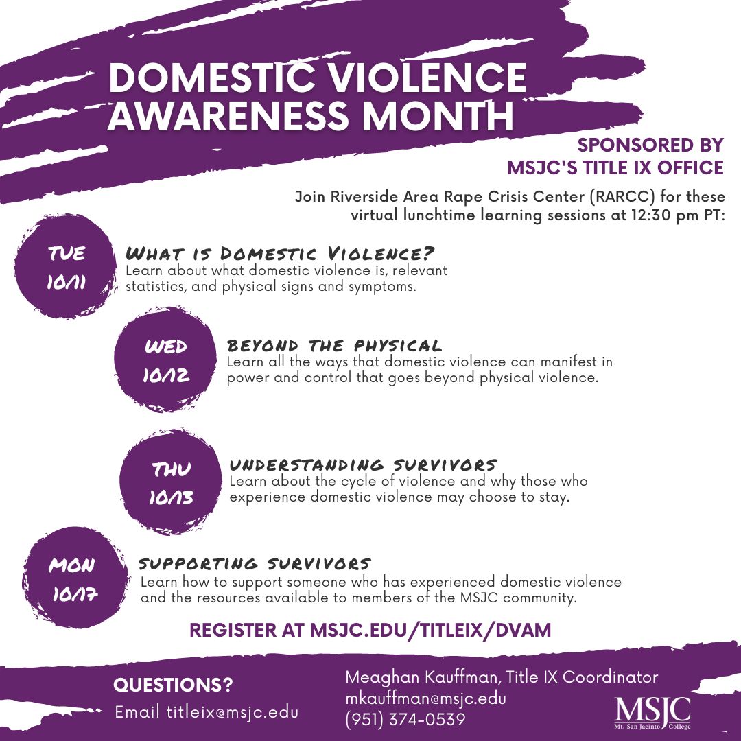Domestic Violence Awareness Month Mt San Jacinto College